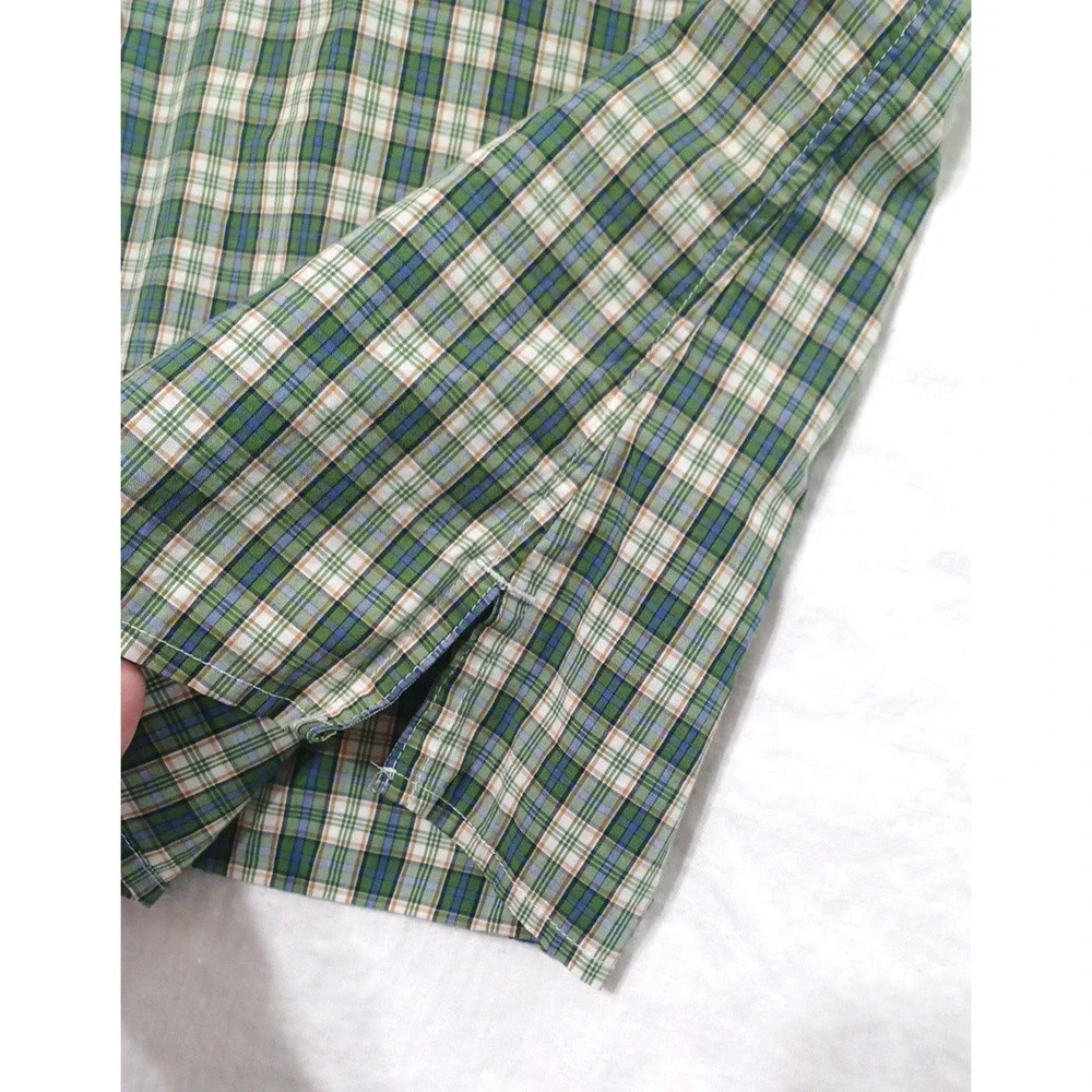 Banana Republic Mens Green Plaid Button SS Shirt Sz XL Chest 50
